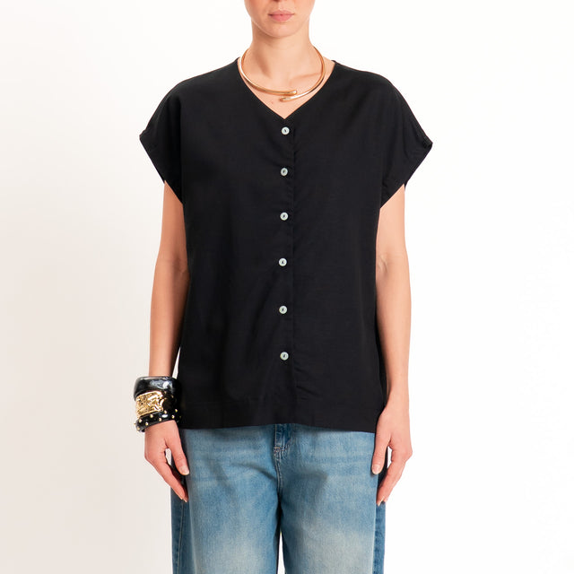 Zeroassoluto-Camicia COSTY misto lino - nero