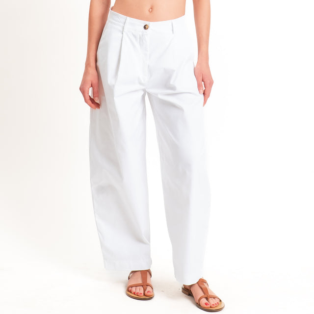 Zeroassoluto-Pantalone GENNY in cotone elasticizzato - bianco