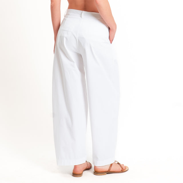 Zeroassoluto-Pantalone GENNY in cotone elasticizzato - bianco