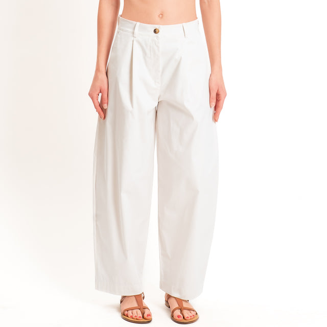 Zeroassoluto-Pantalone GENNY in cotone elasticizzato - gesso