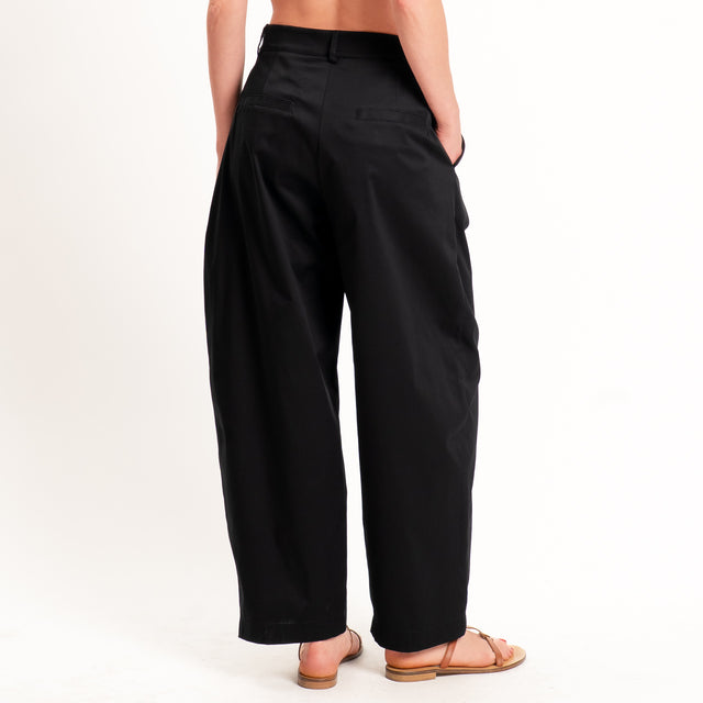 Zeroassoluto-Pantalone GENNY in cotone elasticizzato - nero