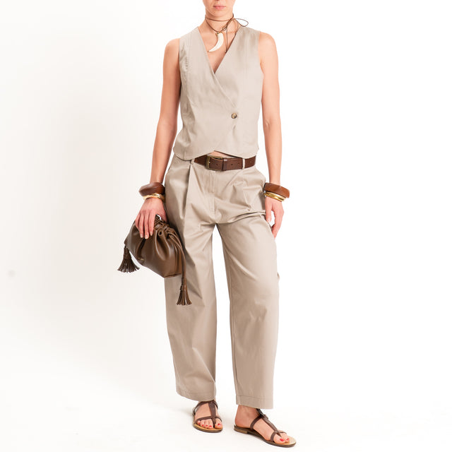 Zeroassoluto-Pantalone GENNY in cotone elasticizzato - sand