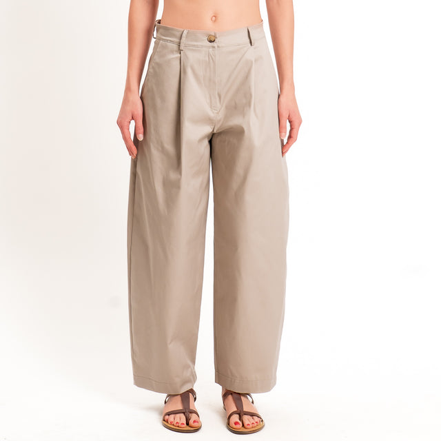 Zeroassoluto-Pantalone GENNY in cotone elasticizzato - sand