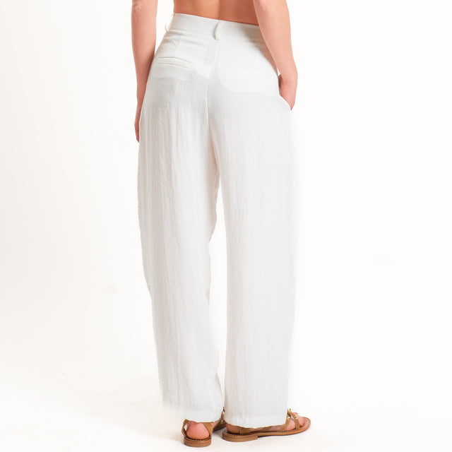 Zeroassoluto-Pantalone GENNY viscosa jacquard - bianco