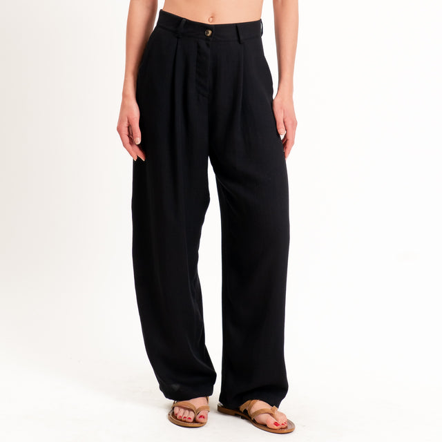 Zeroassoluto-Pantalone GENNY viscosa jacquard - nero