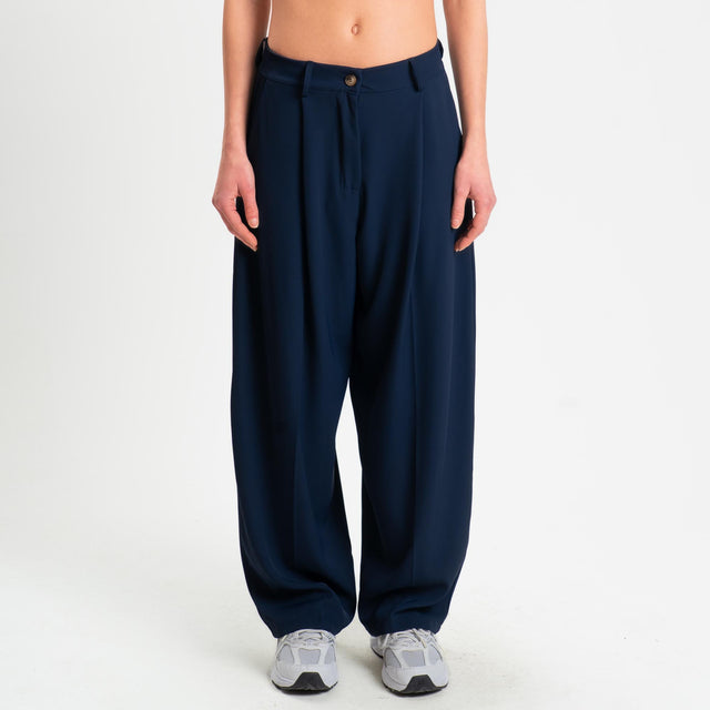 Zeroassoluto-Pantalone GENNY tessuto fluido - blu