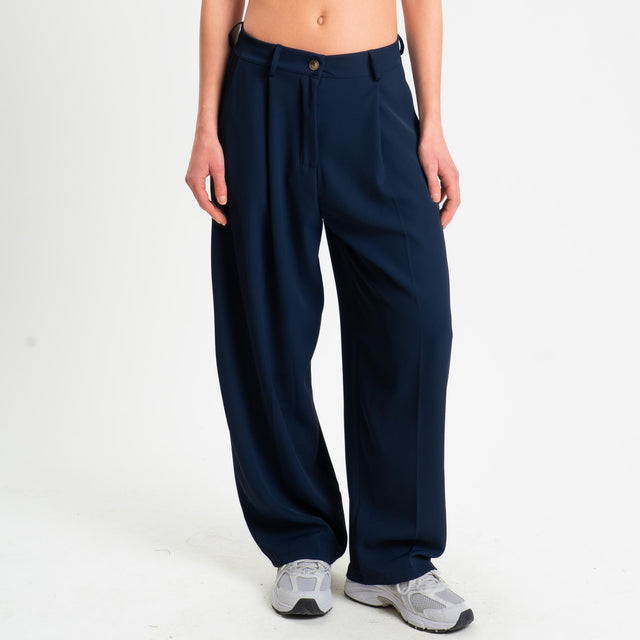Zeroassoluto-Pantalone GENNY tessuto fluido - blu