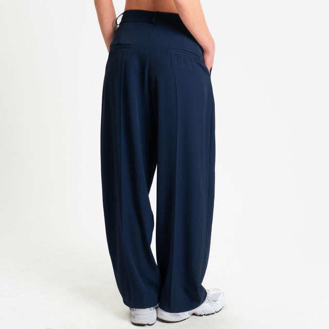 Zeroassoluto-Pantalone GENNY tessuto fluido - blu