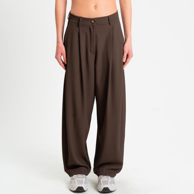 Zeroassoluto-Pantalone GENNY tessuto fluido - moro