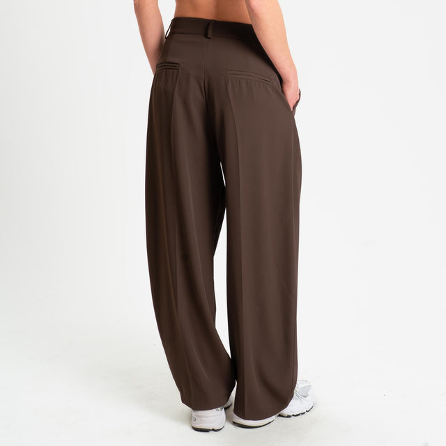 Zeroassoluto-Pantalone GENNY tessuto fluido - moro