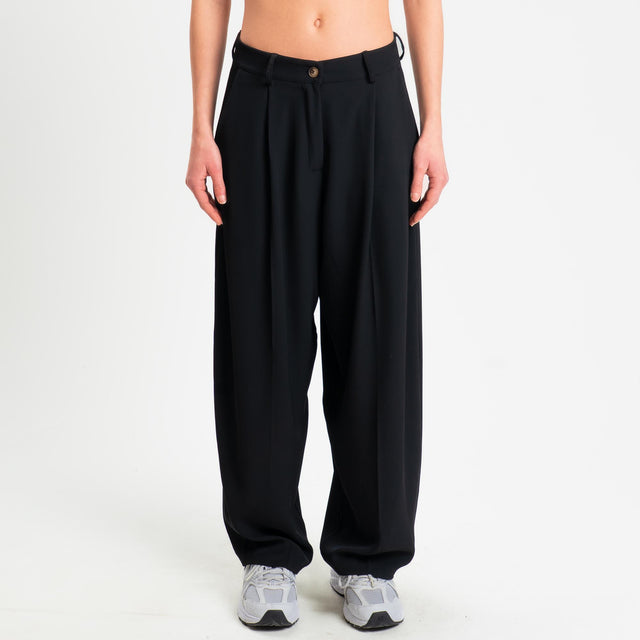 Zeroassoluto-Pantalone GENNY tessuto fluido - nero