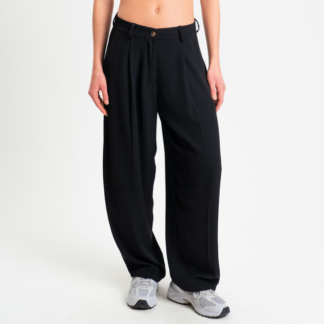 Zeroassoluto-Pantalone GENNY tessuto fluido - nero