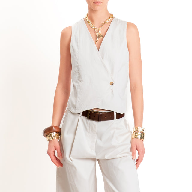 Zeroassoluto-Gilet GILLY chiusura incrociata - gesso