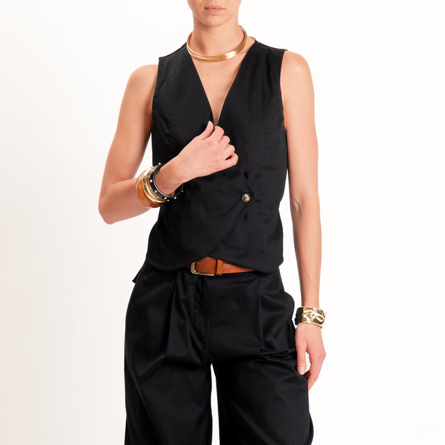 Zeroassoluto-Gilet GILLY chiusura incrociata - nero
