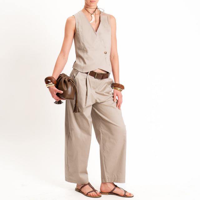 Zeroassoluto-Gilet GILLY chiusura incrociata - sand