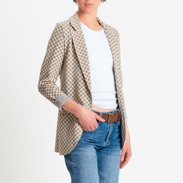 Zeroassoluto-Giacca JIN elasticizzata - ottagono lurex beige/biscotto/jeans
