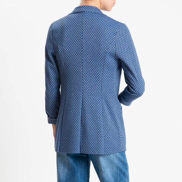 Zeroassoluto-Giacca JIN elasticizzata - fiori lurex blu/jeans/argento