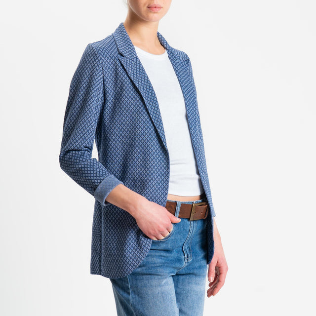 Zeroassoluto-Giacca JIN elasticizzata - fiori lurex blu/jeans/argento