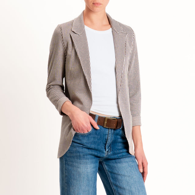 Zeroassoluto-Giacca JIN elasticizzata - gessato lurex latte/choco