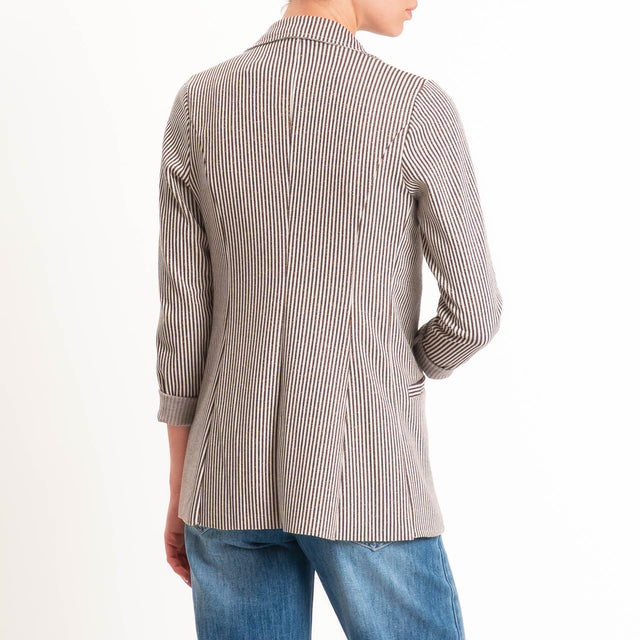 Zeroassoluto-Giacca JIN elasticizzata - gessato lurex latte/choco