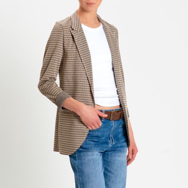 Zeroassoluto-Giacca JIN elasticizzata - marocco lurex beige/choco/piombo