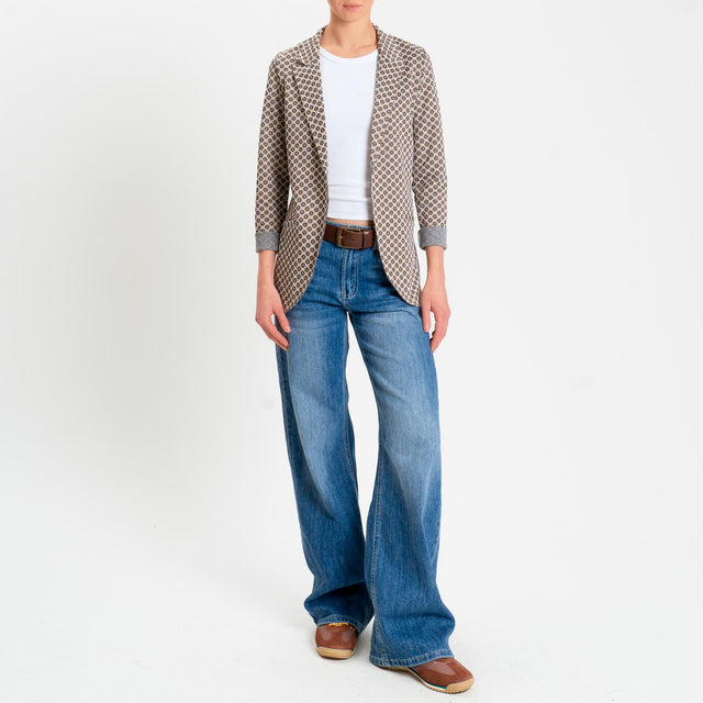 Zeroassoluto-Giacca JIN elasticizzata - ottagono lurex beige/biscotto/jeans