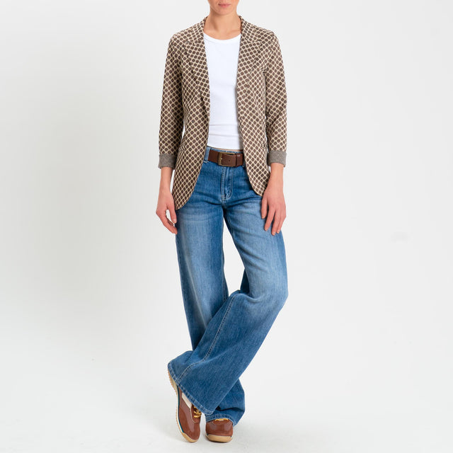 Zeroassoluto-Giacca JIN elasticizzata - ottagono lurex beige/choco/piombo