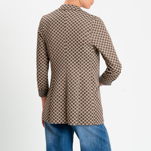 Zeroassoluto-Giacca JIN elasticizzata - ottagono lurex beige/choco/piombo