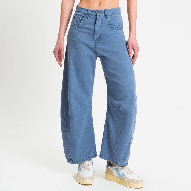 Zeroassoluto-Pantalone LENNY barrel cotone acid washed - indaco