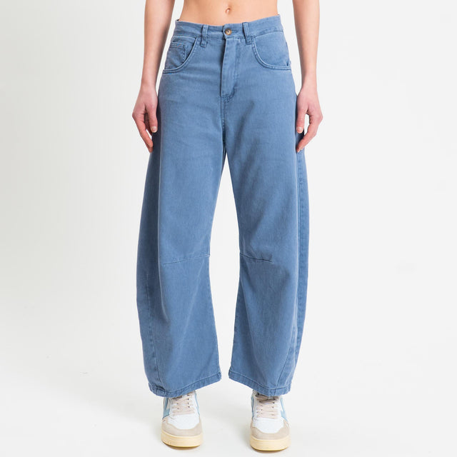 Zeroassoluto-Pantalone LENNY barrel cotone acid washed - indaco
