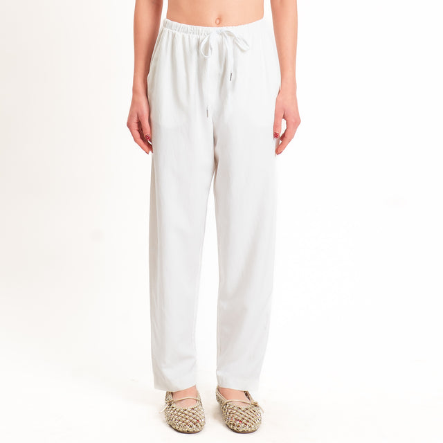 Zeroassoluto-Pantalone LERRY misto lino con coulisse - burro