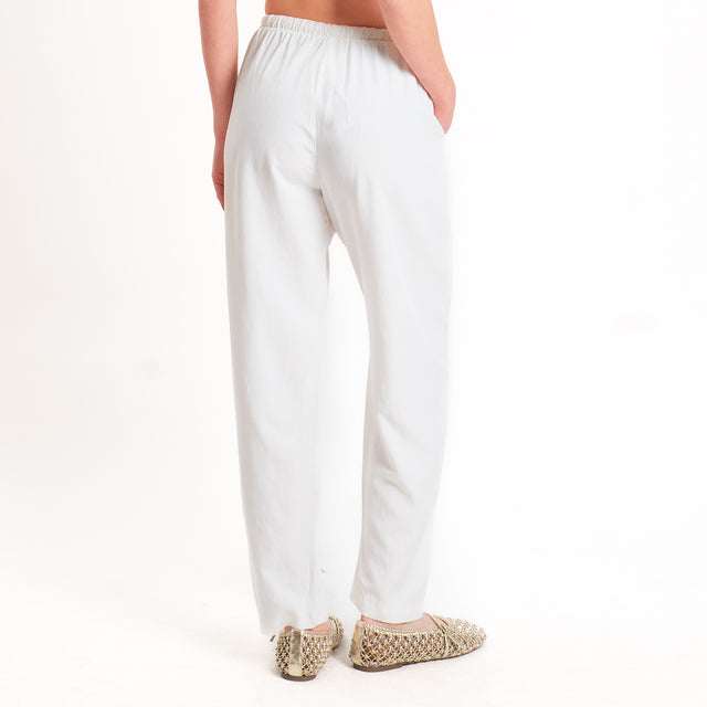 Zeroassoluto-Pantalone LERRY misto lino con coulisse - burro