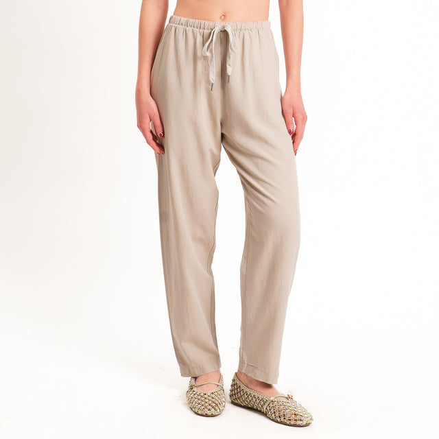 Zeroassoluto-Pantalone LERRY misto lino con coulisse - sand
