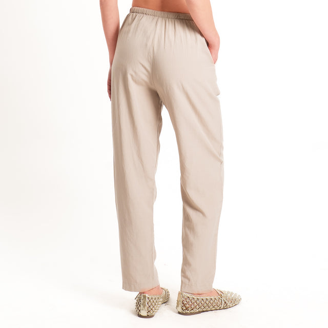 Zeroassoluto-Pantalone LERRY misto lino con coulisse - sand