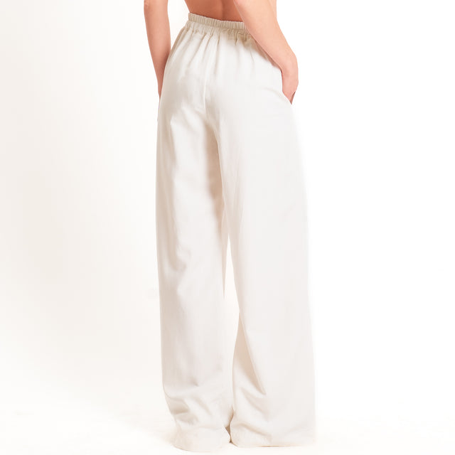 Zeroassoluto-Pantalone LESLEY misto lino wide leg - burro