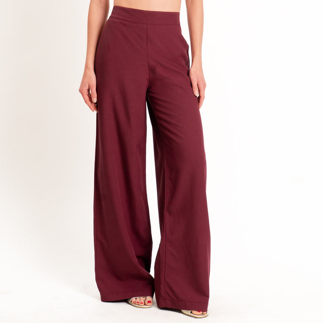 Zeroassoluto-Pantalone LESLEY misto lino wide leg - vino