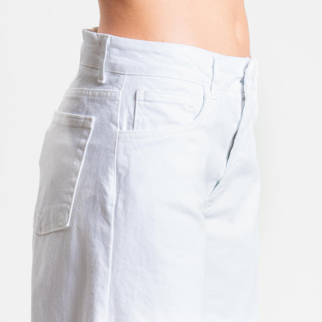 Zeroassoluto-Pantalone LIBY barrel drill cotone - bianco