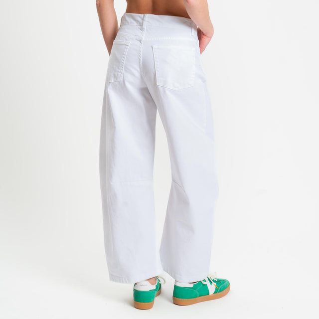 Zeroassoluto-Pantalone LIBY barrel drill cotone - bianco