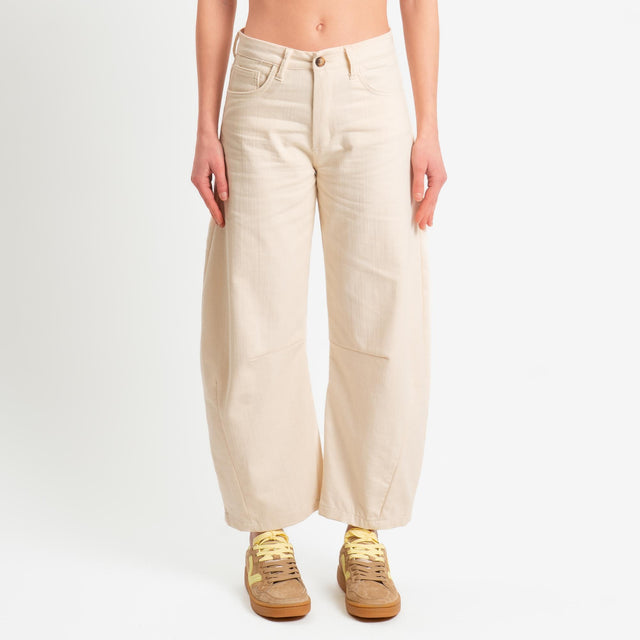 Zeroassoluto-Pantalone LIBY barrel chambray elasticizzato - burro