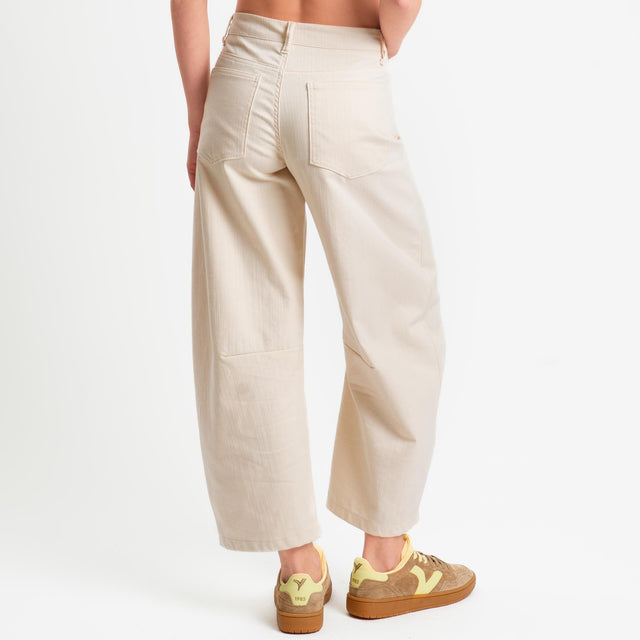 Zeroassoluto-Pantalone LIBY barrel chambray elasticizzato - burro