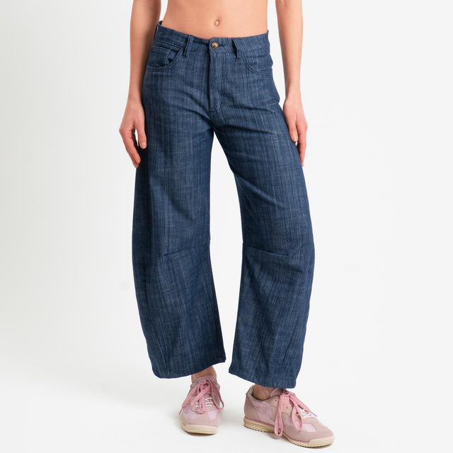 Zeroassoluto-Pantalone LIBY barrel chambray elasticizzato - denim blu