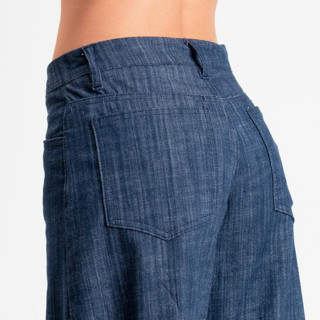 Zeroassoluto-Pantalone LIBY barrel chambray elasticizzato - denim blu