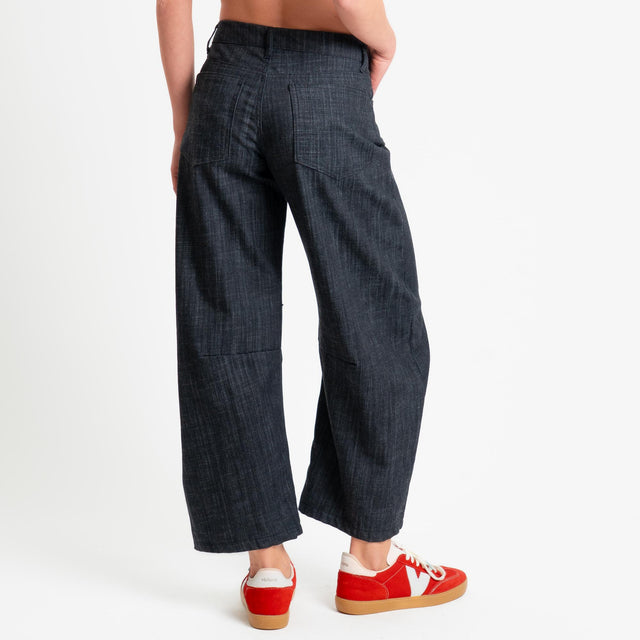 Zeroassoluto-Pantalone LIBY barrel chambray elasticizzato - denim nero