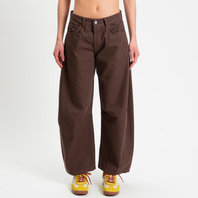 Zeroassoluto-Pantalone LIBY barrel drill cotone - choco