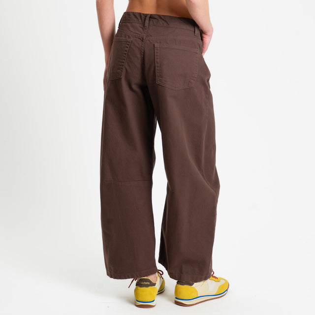Zeroassoluto-Pantalone LIBY barrel drill cotone - choco