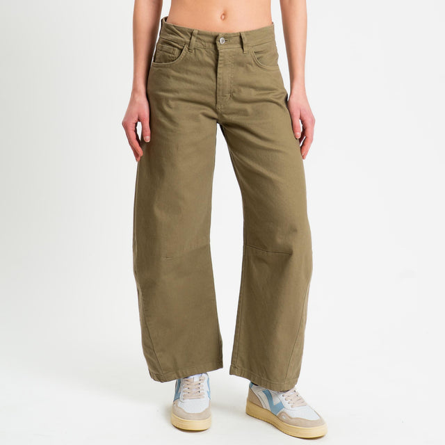 Zeroassoluto-Pantalone LIBY barrel drill cotone - militare
