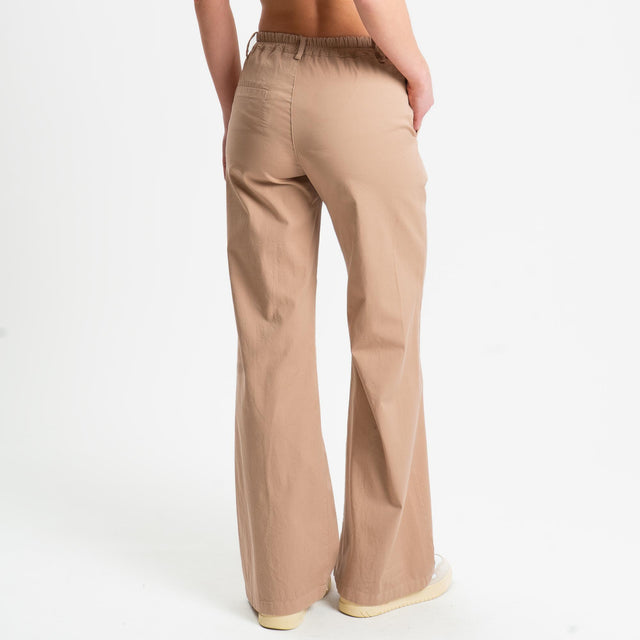 Zeroassoluto-Pantalone LILLY palazzo cotone elasticizzato - biscotto