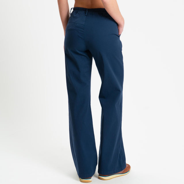 Zeroassoluto-Pantalone LILLY palazzo cotone elasticizzato - blu