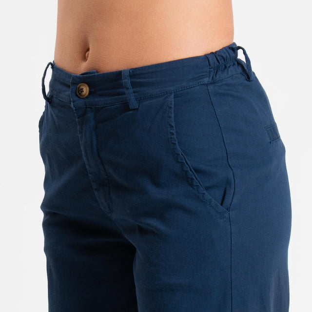 Zeroassoluto-Pantalone LILLY palazzo cotone elasticizzato - blu