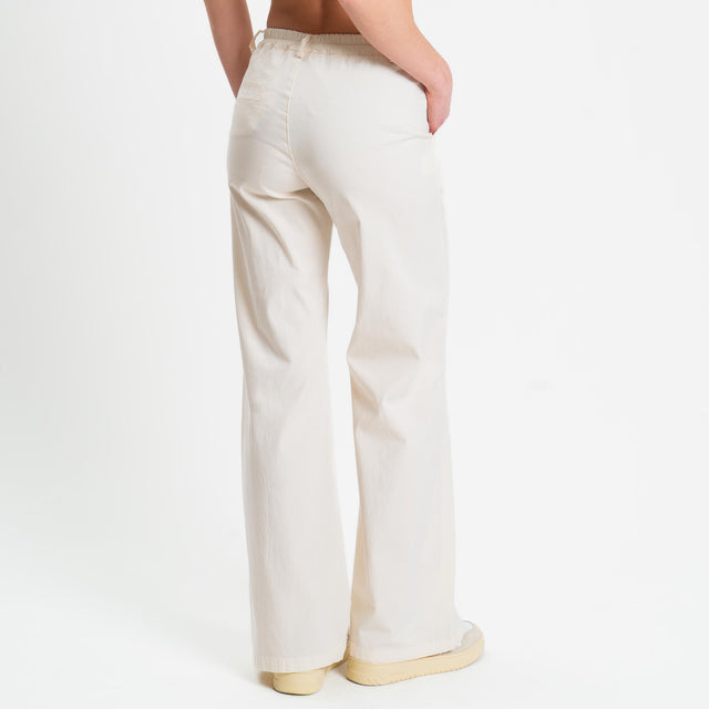 Zeroassoluto-Pantalone LILLY palazzo cotone elasticizzato - burro